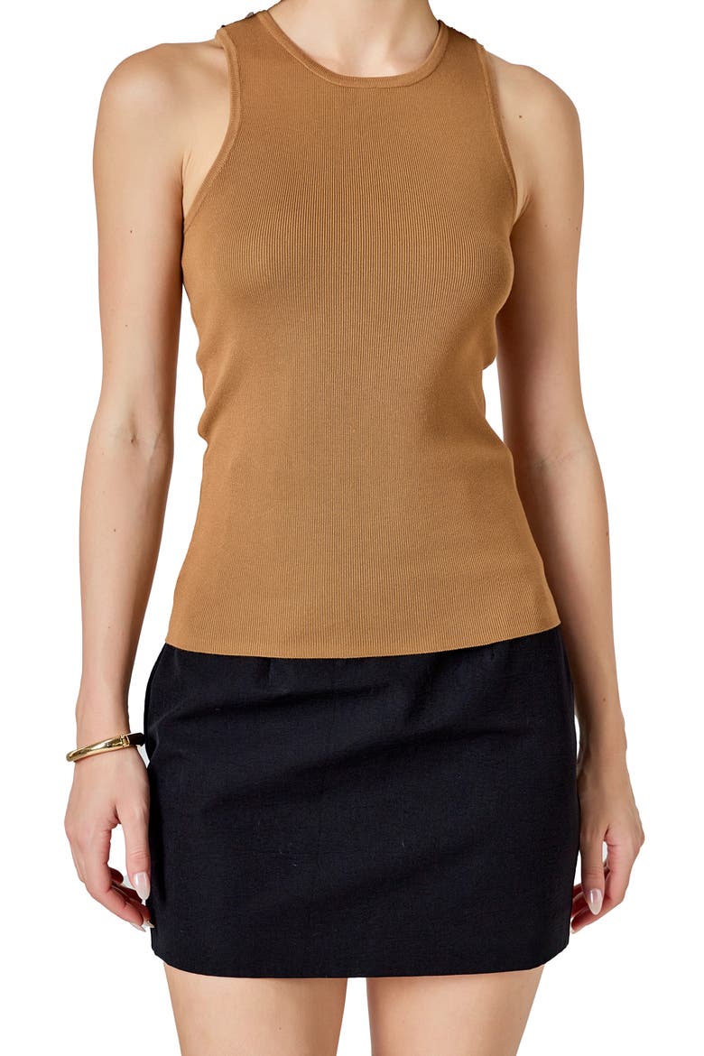Rib Racerback Tank, Alternate, color, BROWN