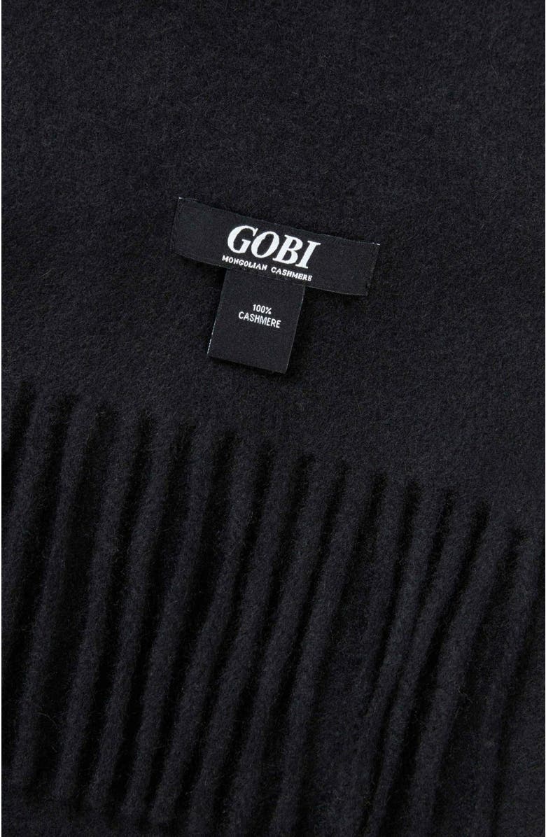 GOBI Mongolian Cashmere Large Blanket With Fringe, Alternate, color, Black