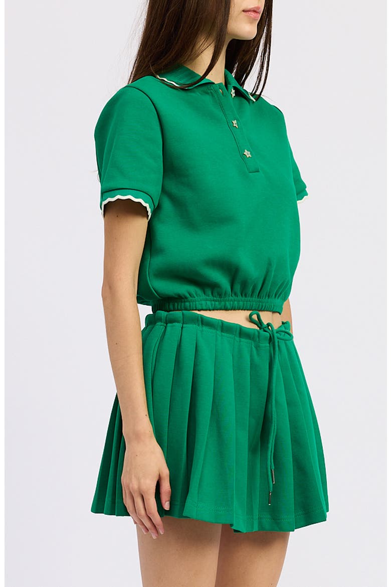 Sonnet Crop Cotton Blend Polo, Alternate, color, GREEN