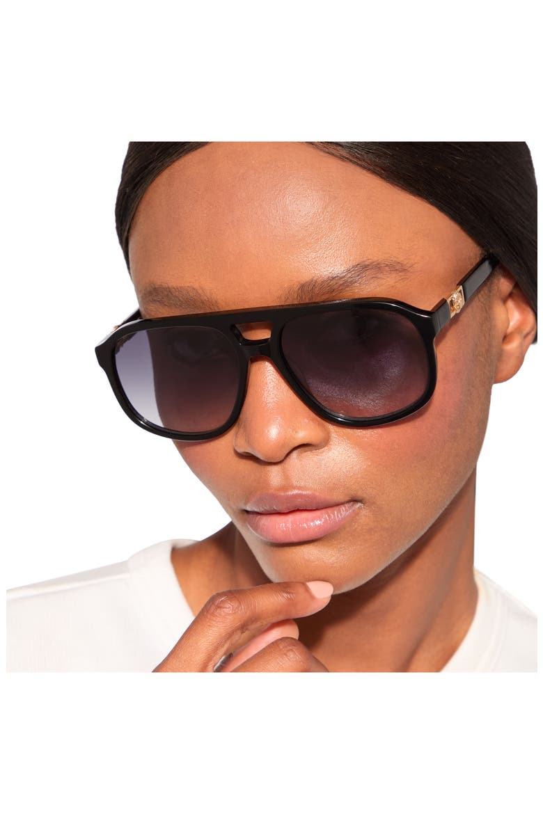 59mm Aviator Gradient Sunglasses, Alternate, color, BLACK/ SMOKE GRADIENT