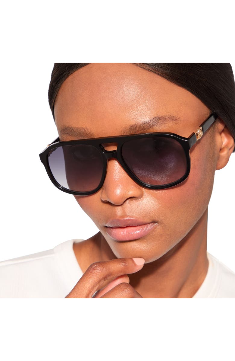 Kurt Geiger London 59mm Aviator Gradient Sunglasses, Alternate, color, Black/ Smoke Gradient