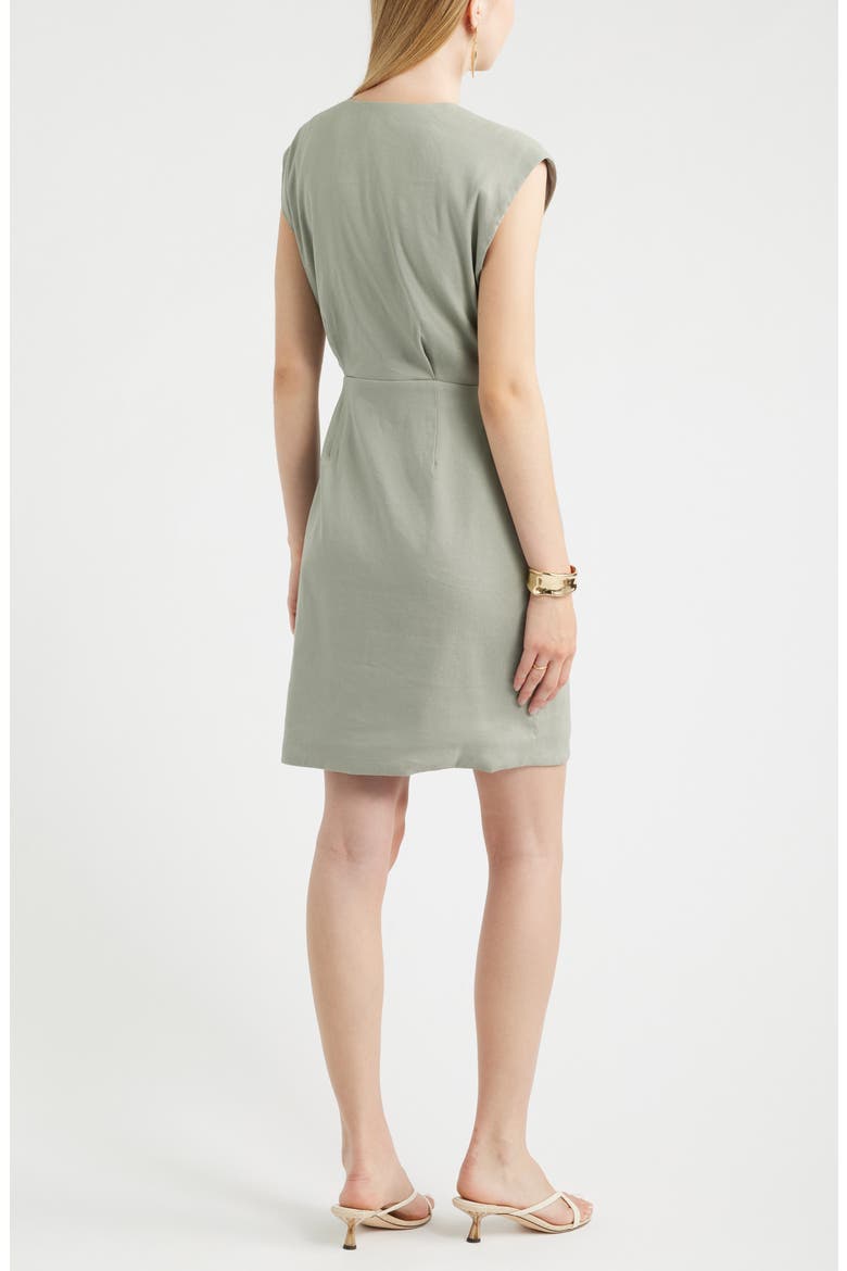 Linen Blend Wrap Dress, Alternate, color, GREEN CHAPARRAL
