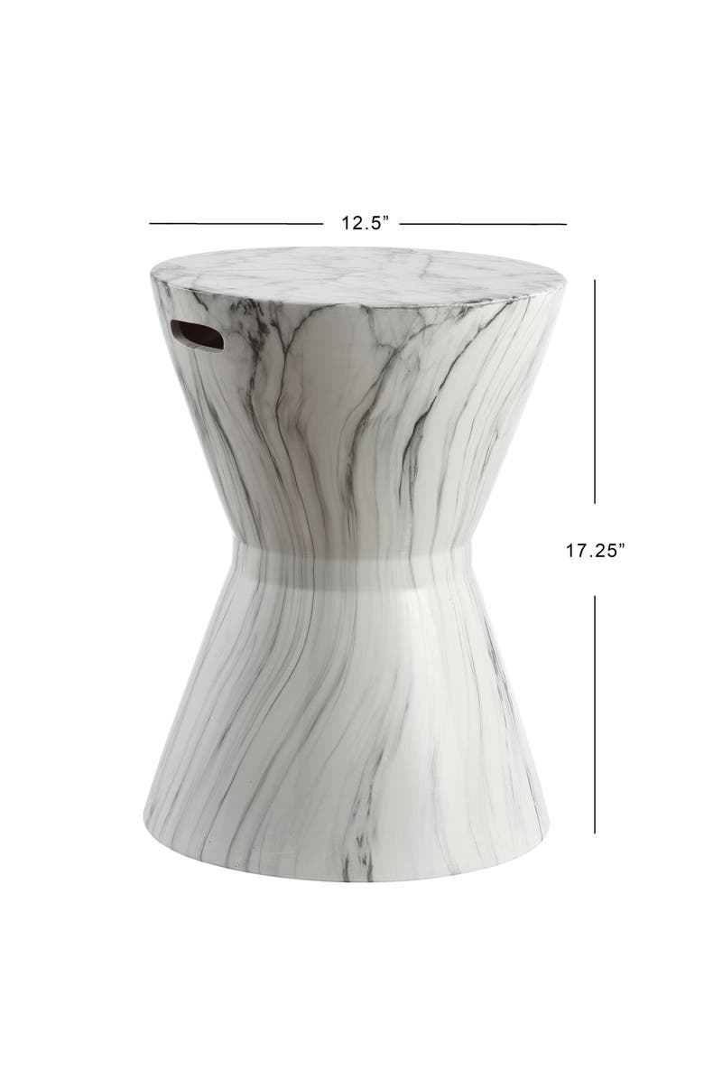 JONATHAN Y African Drum 17.3" White Marble Finish Ceramic Garden Stool, Alternate, color, White Marble Finish