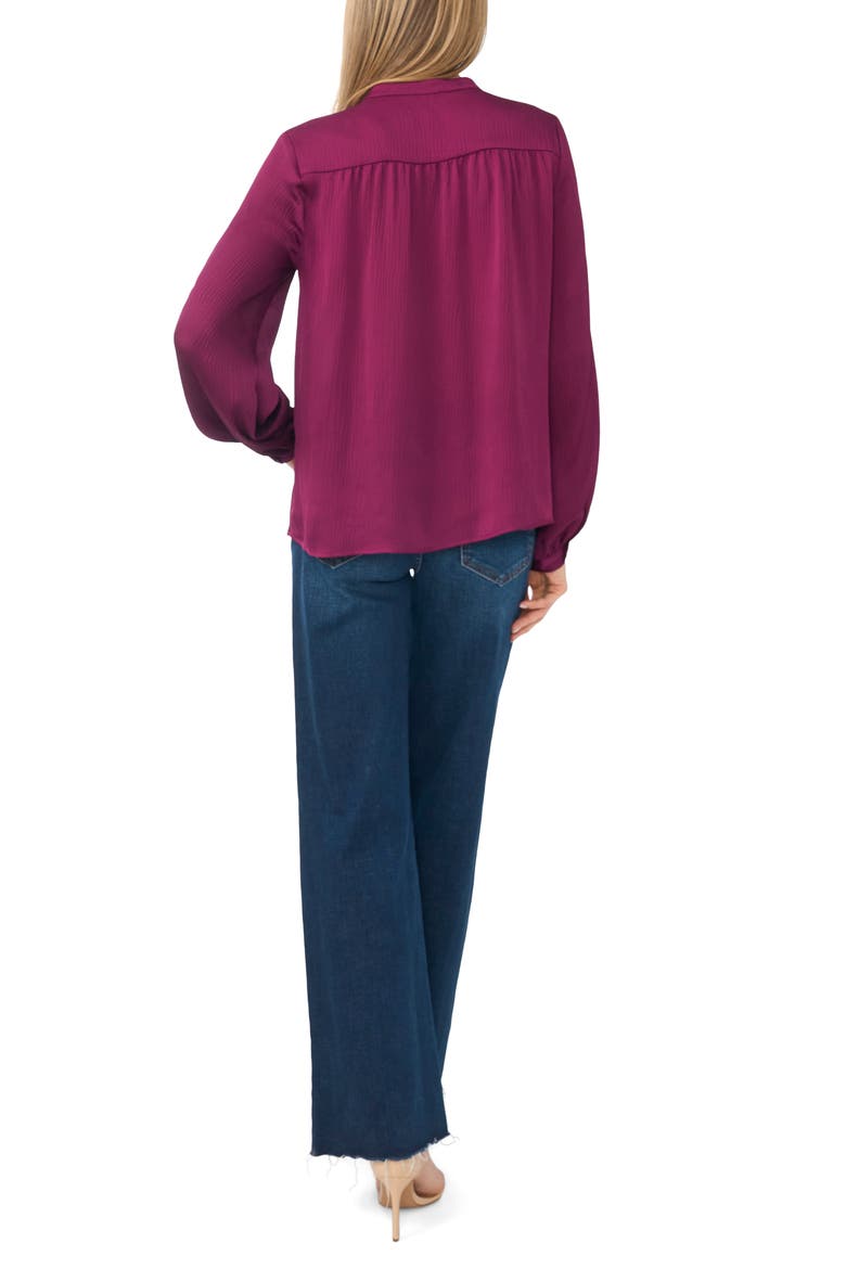 Shirred Long Sleeve Band Collar Shirt, Alternate, color, MAGENTA PURPLE