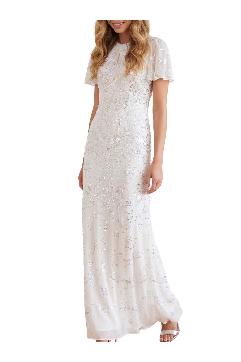 Freya Georgette Short Sleeve Maxi Gown, Main, color, Chalk