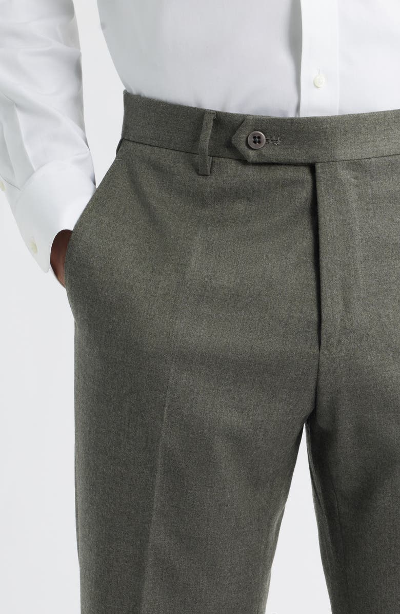 Zanella Parker Flat Front Stretch Wool Flannel Trousers, Alternate, color, Sage