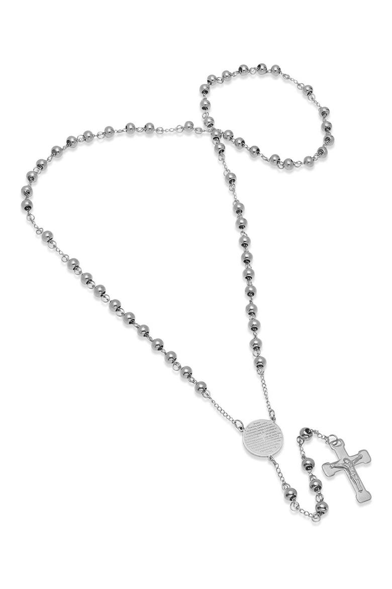 18k Gold Plated Rosary Necklace, Main, color, SILVER