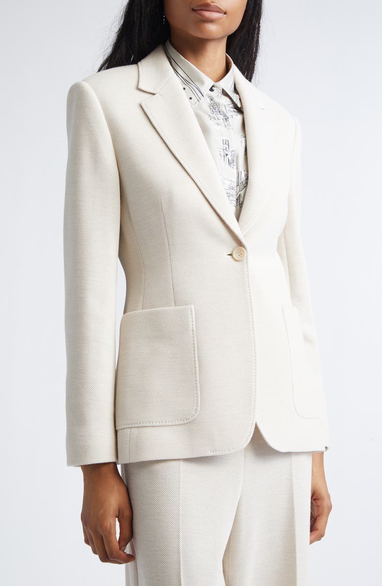 Max Mara Utilita Virgin Wool Blazer, Alternate, color, Ivory