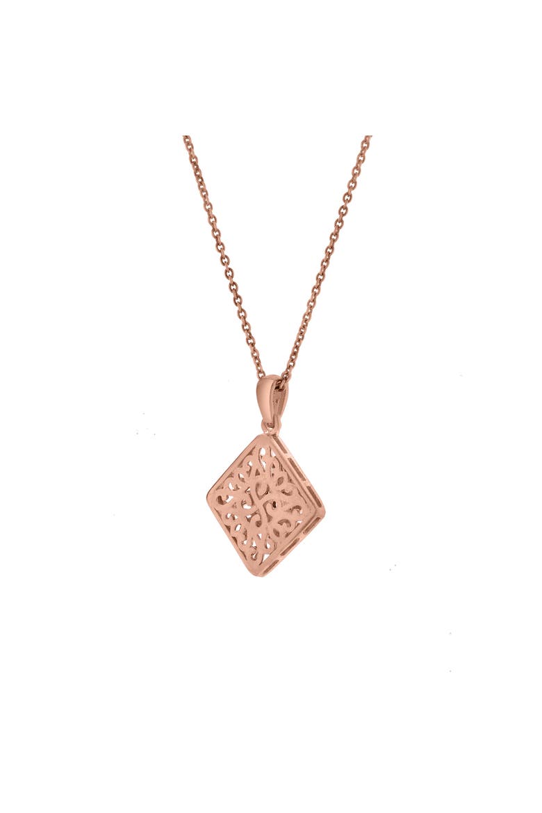 Selora Sterling Silver 0.08 Ct Diamond Geometric Pendant Necklace, Alternate, color, Pink Rhodium Sterling Silver