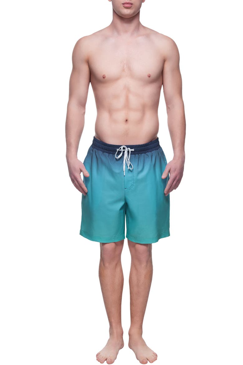 Compression Liner Stretch Swim Trunks UPF 50+, Alternate, color, Sea blue gradient