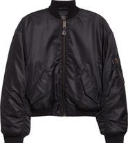 Balenciaga Ruched Sleeve Satin Bomber Jacket