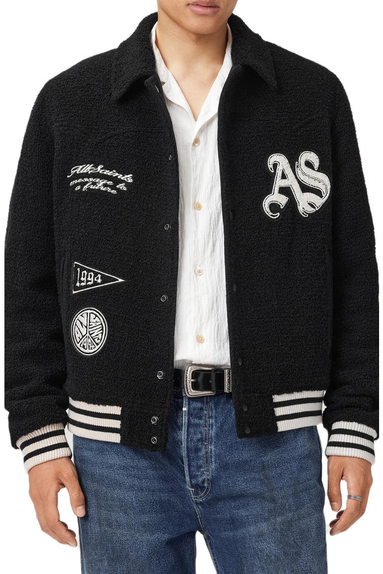 Baum Wool Blend Baseball Jacket, Alternate, color, BLACK