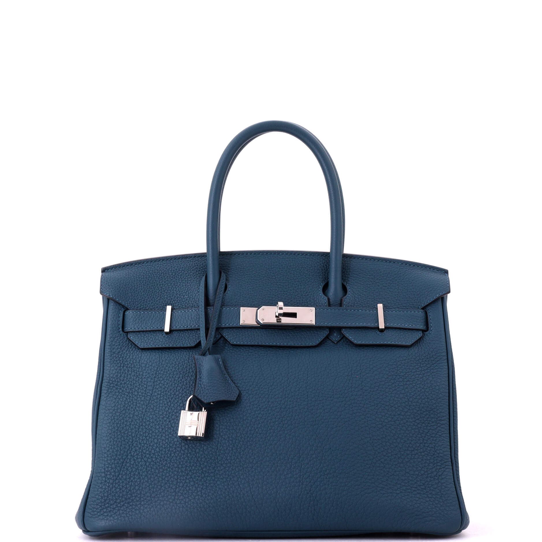 Pre-Owned Hermes Birkin Handbag Blue Togo with Palladium Hardware 30, Main, color, Colvert