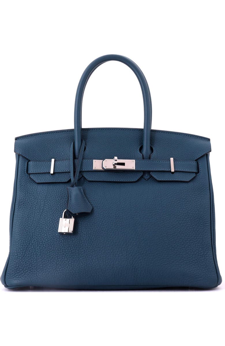 Pre-Owned Hermes Birkin Handbag Blue Togo with Palladium Hardware 30, Main, color, Colvert