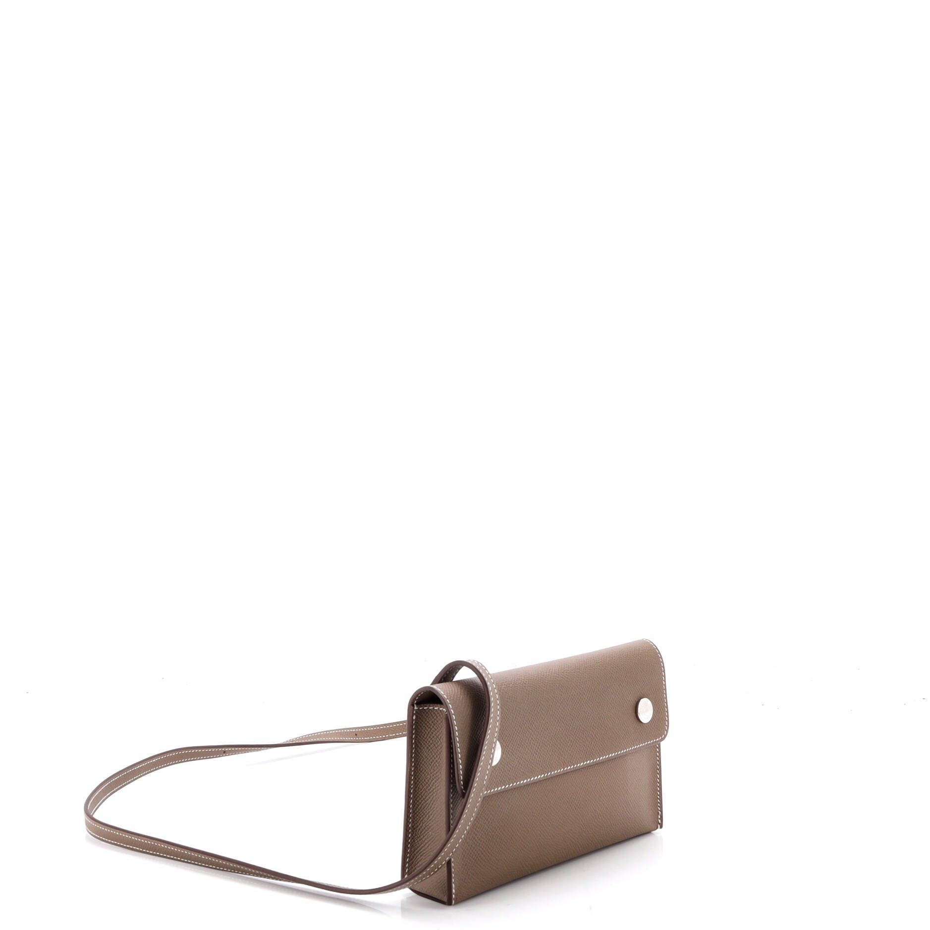 Pre-Owned Hermes Hermesnap Wallet Bag Epsom, Alternate, color, Etoupe