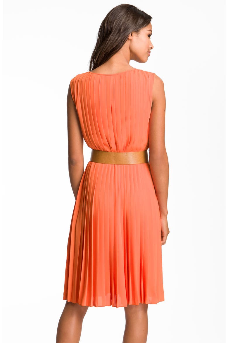 Sleeveless Pleated Chiffon Dress, Alternate, color, ORANGE