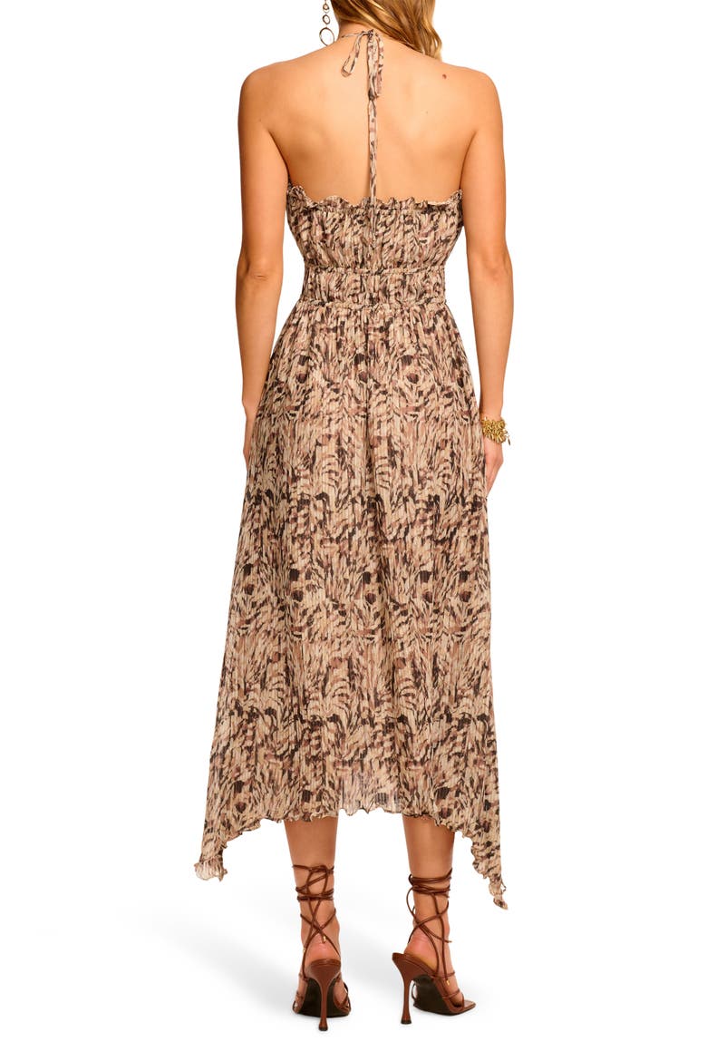 Gabriela Abstract Print Handkerchief Hem Halter Dress, Alternate, color, BAJA BROWN TULUM