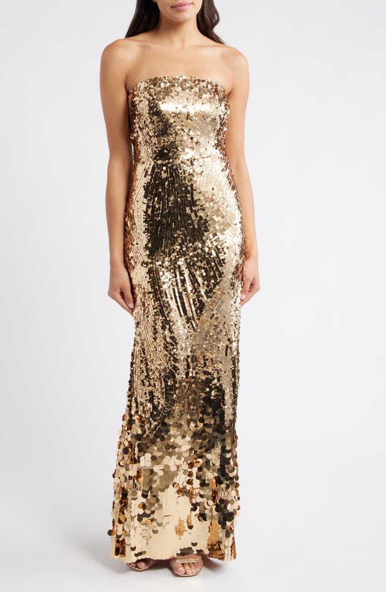 Eliza J Sequin Strapless Gown, Main, color, Gold
