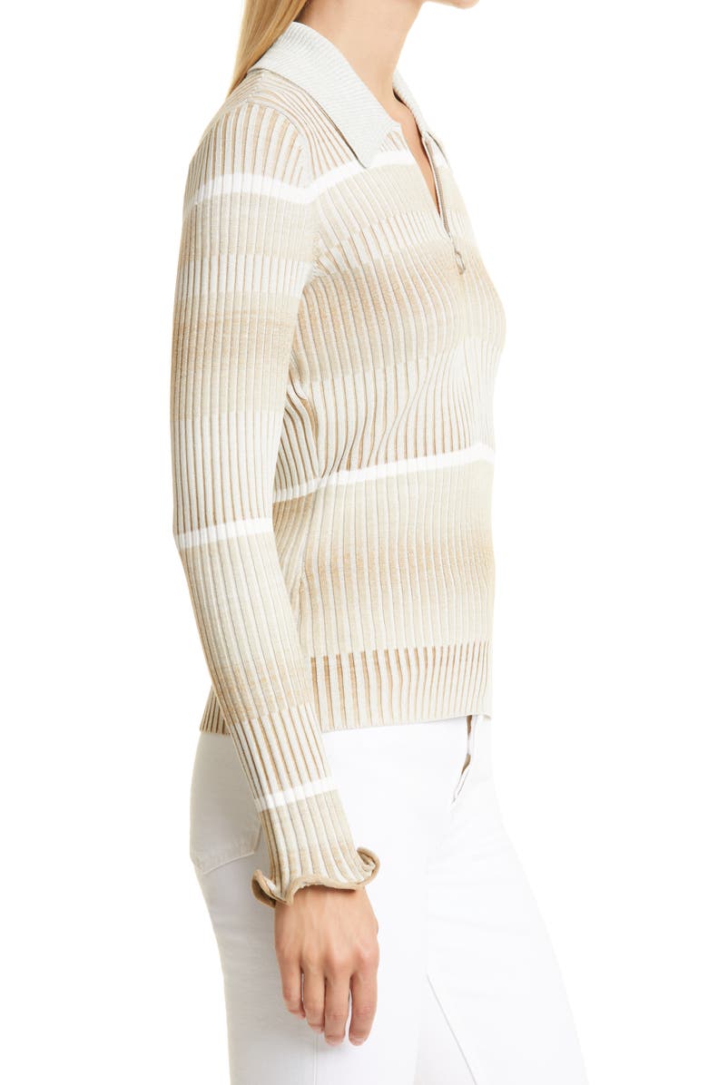 Simkhai Jonathan Simkhai Allyson Space Dye Stripe Half Zip Polo, Alternate, color, 