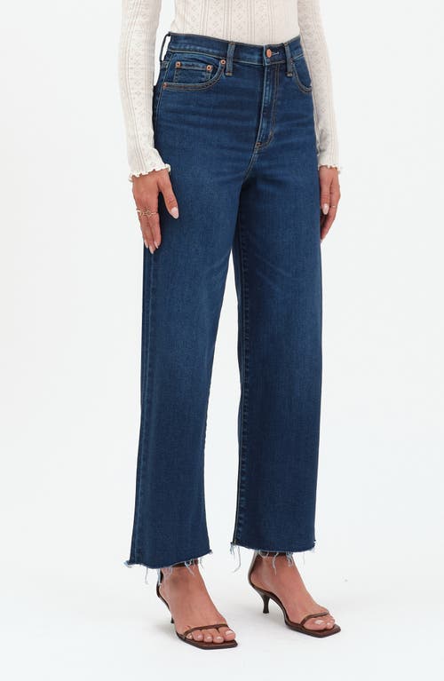 Daze Pleaser High Waist Raw Hem Crop Jeans In Blue