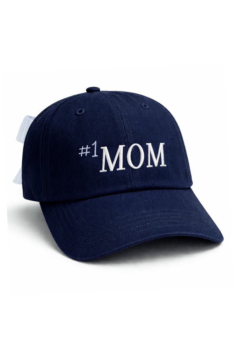 Bits & Bows Women's #1 Mom Bow Baseball Hat, Main, color, Blue/Navy Blue