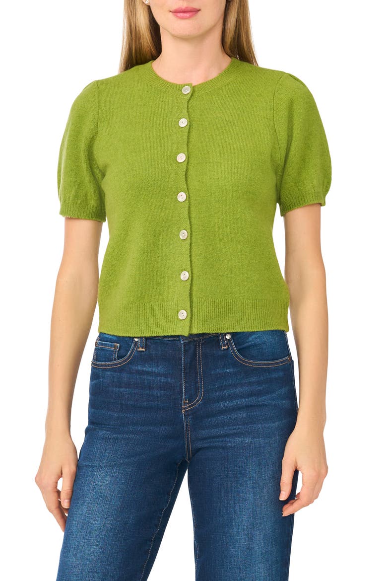 Short Sleeve Cardigan, Main, color, KELP FOREST