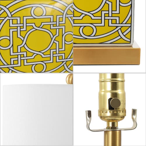 JONATHAN Y JONATHAN Y CATHERINE MODERN TRANSITIONAL CERAMIC/METAL SQUARE GINGER JAR LED TABLE LAMP 
