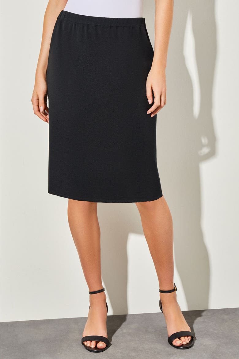 Below the Knee Straight Knit Skirt, Main, color, Black