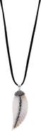 BY ADINA EDEN Onyx CZ & Pearl Lined Feather Charm Necklace