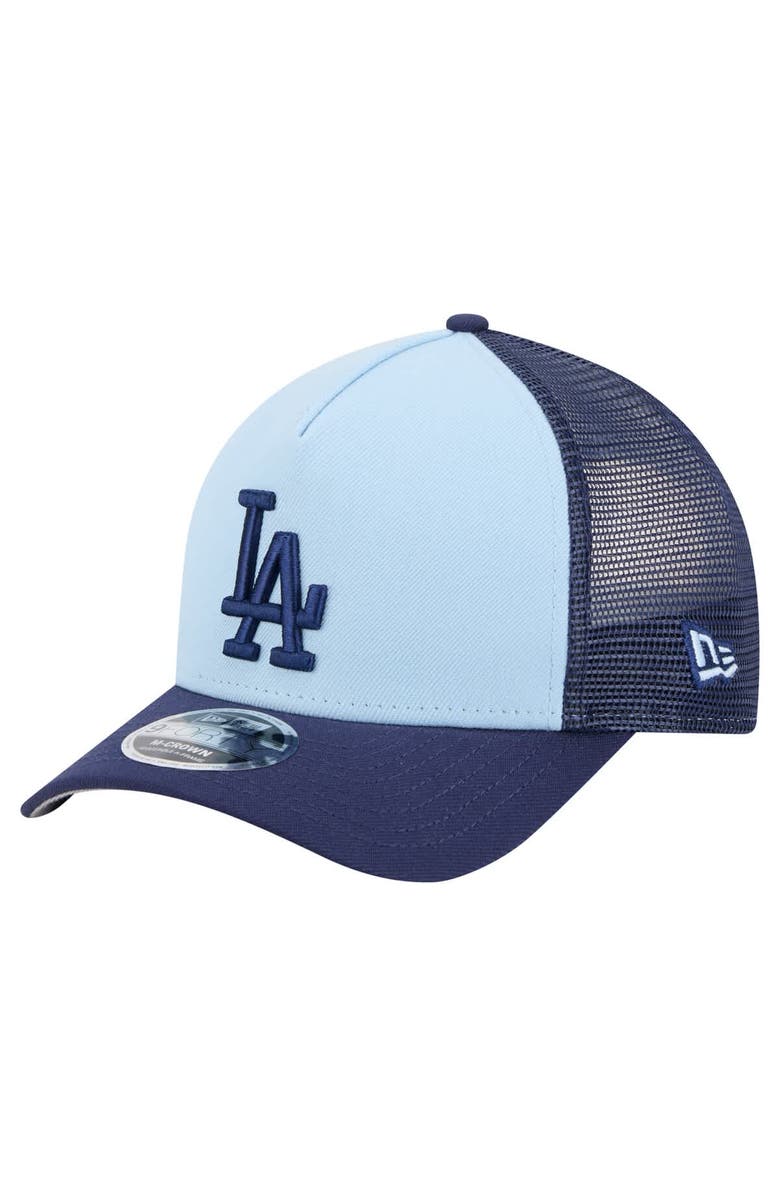 New Era Men's New Era Light Blue/Navy Los Angeles Dodgers 2-Tone Color Pack 9FORTY Adjustable Trucker Hat, Main, color, 
