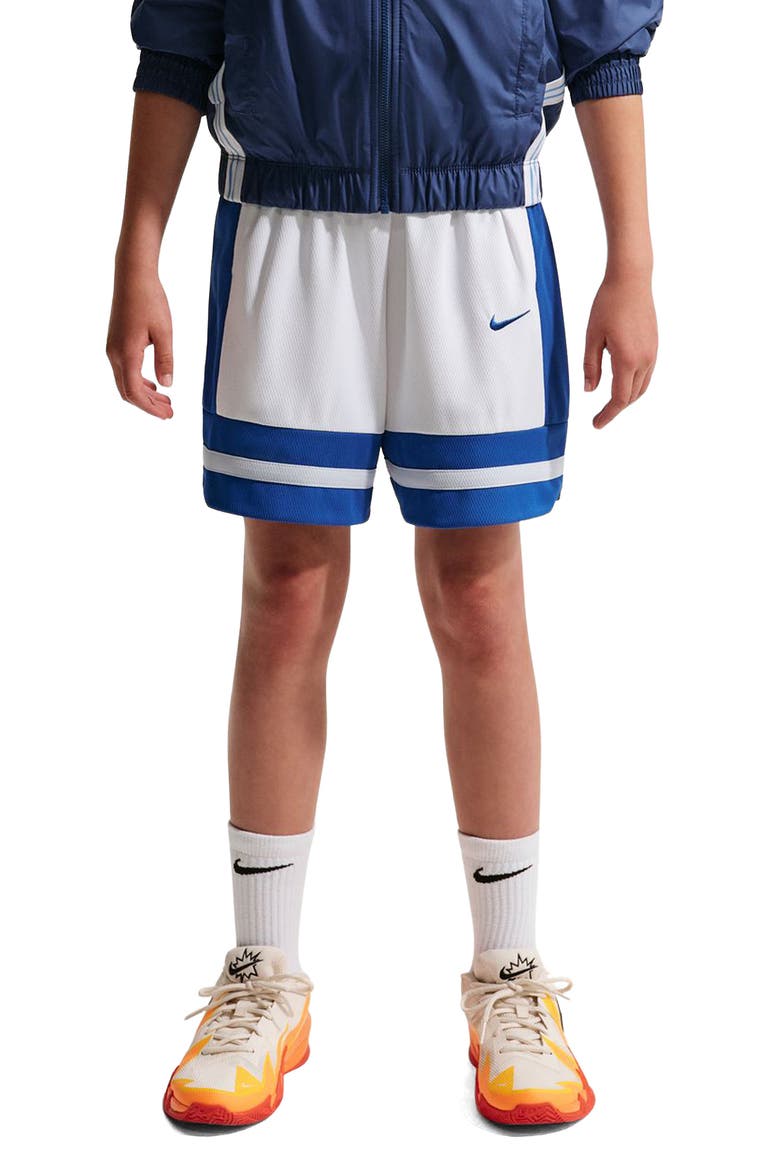 Kids' Dri-FIT Performance Basketball Shorts, Main, color, WHITE/ GAME ROYAL