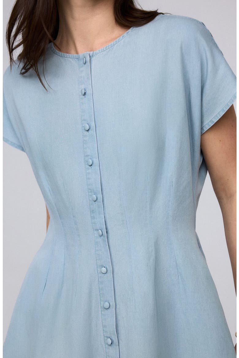 Faye Pleated Shirt Dress, Alternate, color, Chambray Blue