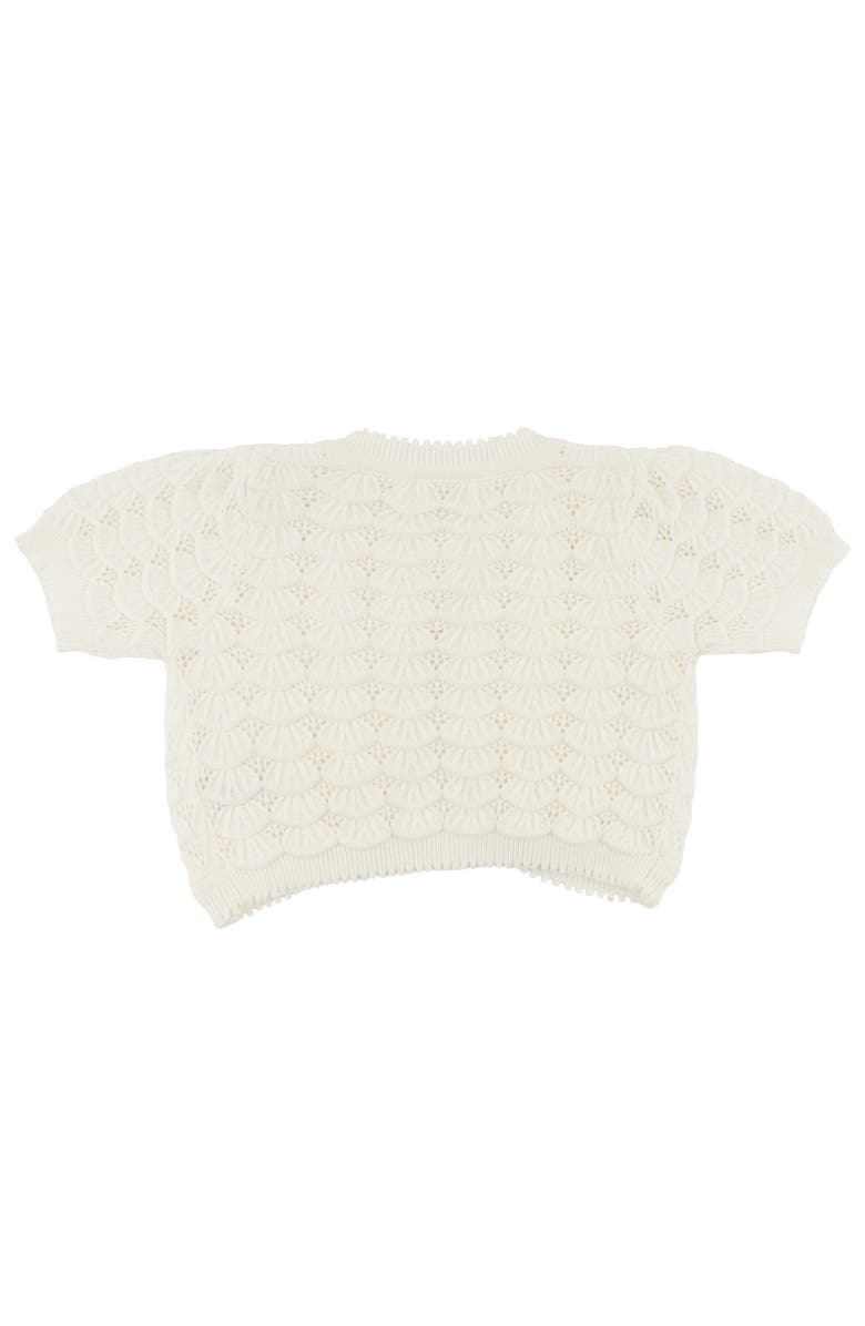 oh baby! Shell Stitch Juliet Pointelle Short Sleeve Cardigan, Alternate, color, Cream