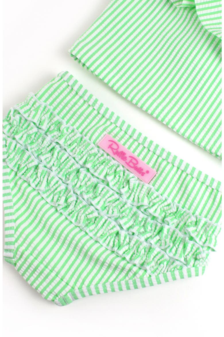 Kids' Seersucker Two-Piece Swimsuit & Headband Set, Alternate, color, GREEN