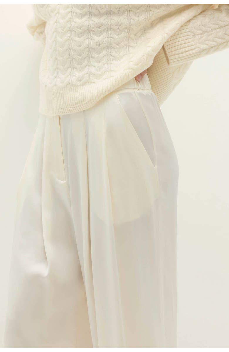 NAKED CASHMERE Rosalie Silk Trouser, Alternate, color, Ecru