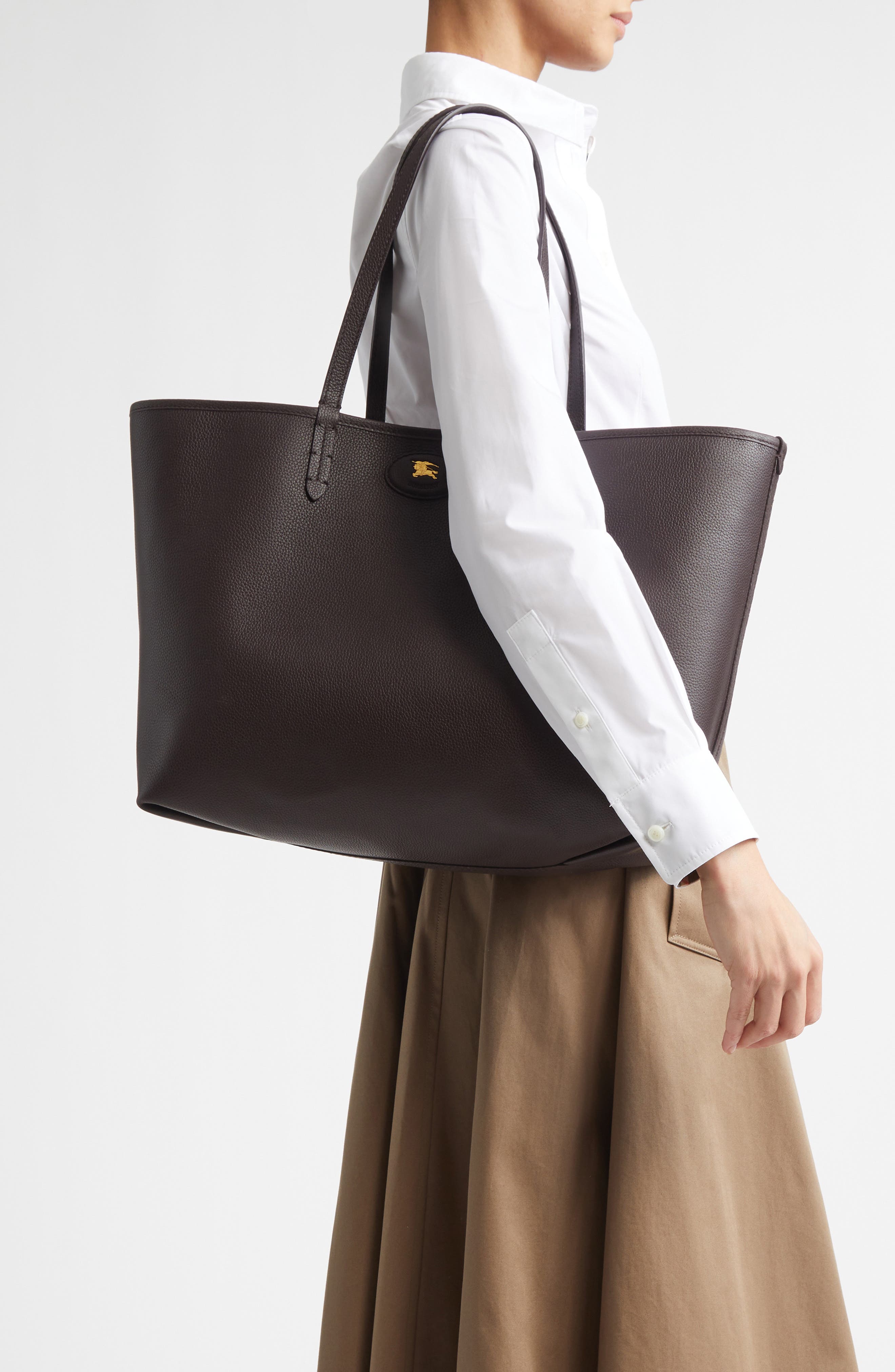 Medium Bloomsbury Leather & Canvas Reversible Tote, Alternate, color, PEAT/SAND