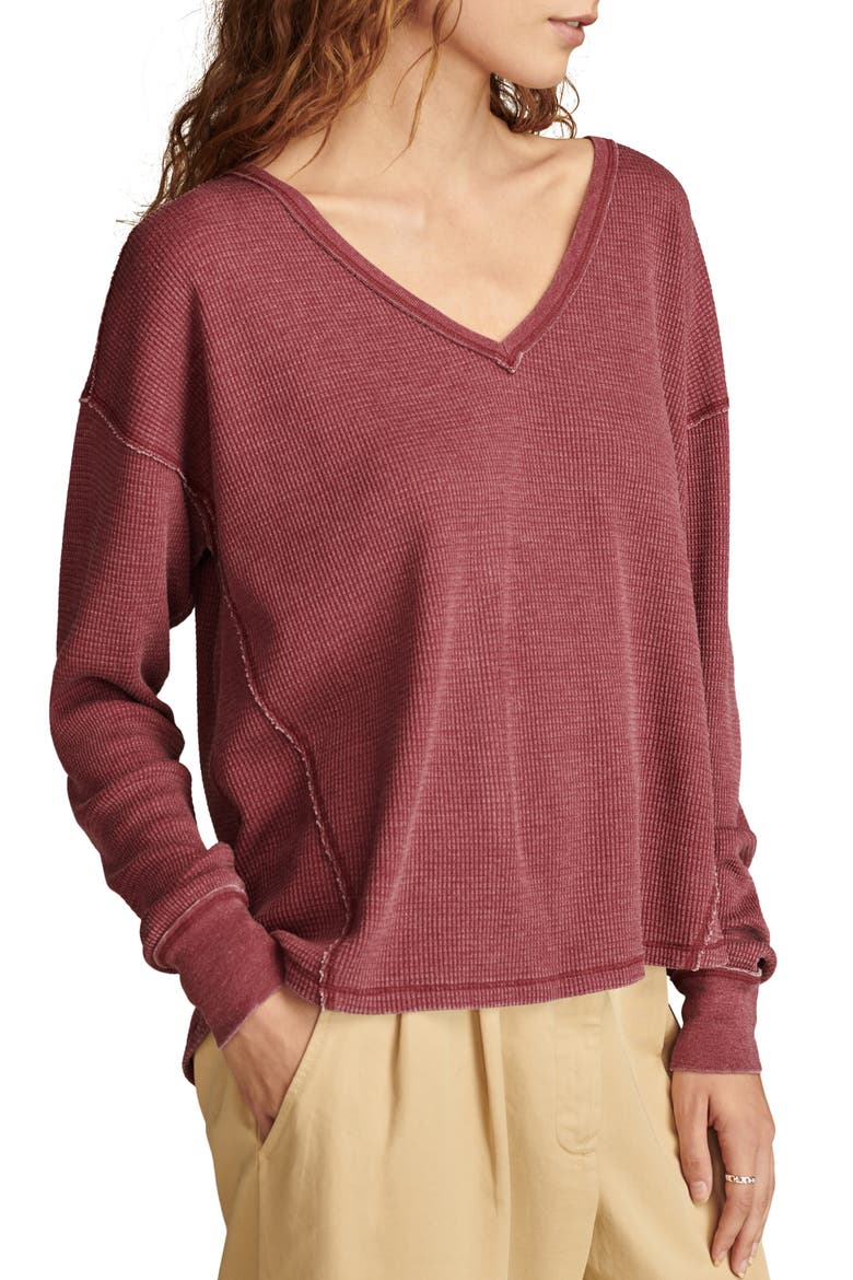 Waffle Stitch Top, Alternate, color, RED MELODY