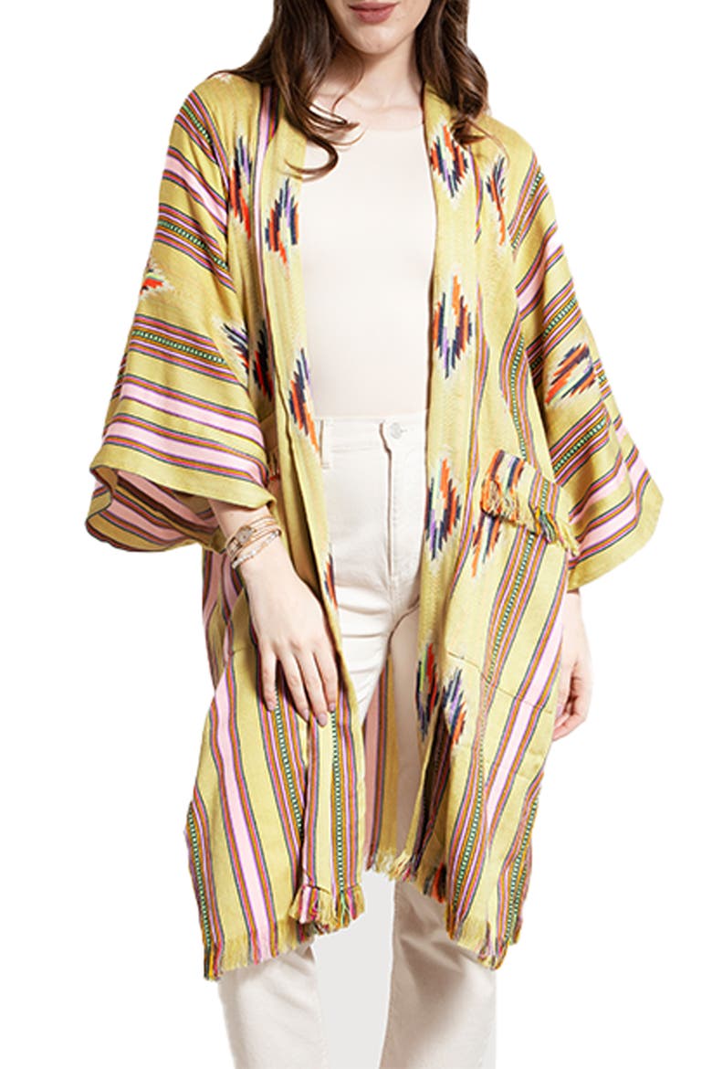 Ikat Stripe Cardigan, Main, color, LIGHT GREEN