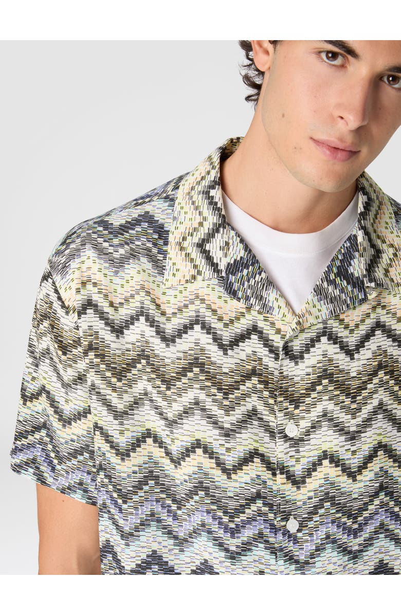 UM Bowling Shirt In Viscose With Dashed Zigzag Print, Alternate, color, Multicoloured