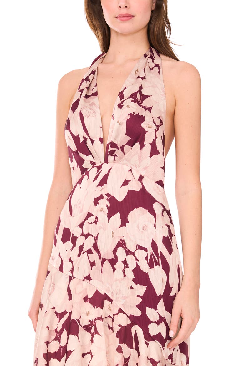 The Vanya Floral Evening Dress, Alternate, color, ZINFANDEL