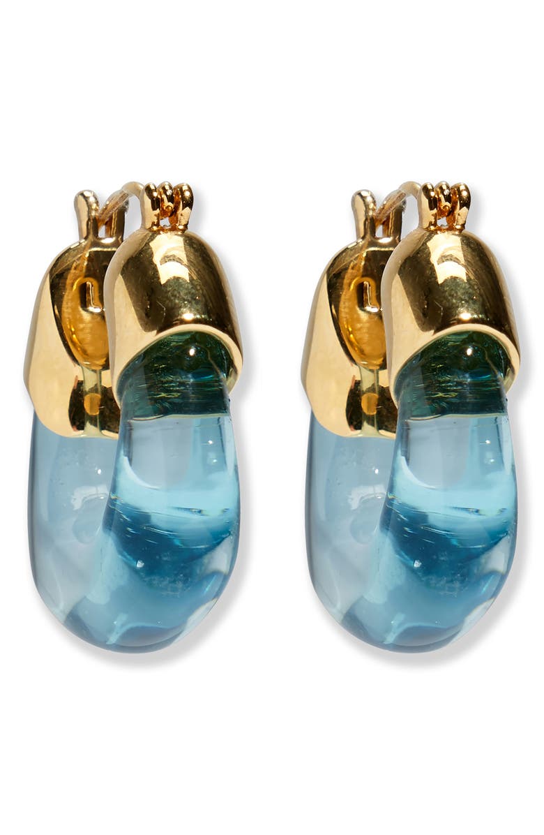 Lizzie Fortunato Mini Organic Hoop Earrings, Main, color, Water Blue