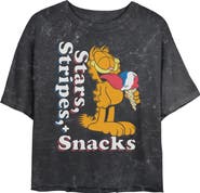 Garfield Junior's Stars Stripes and Snacks Short Sleeve Cropped T-Shirt
