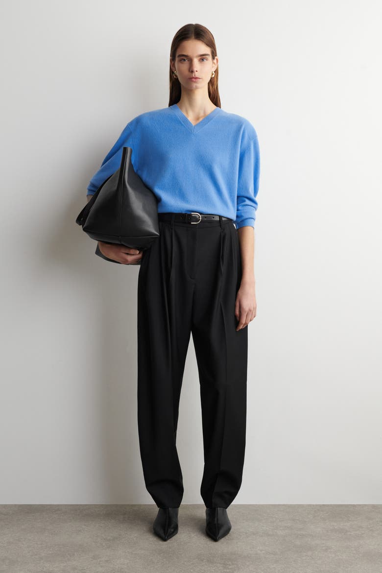Merino Wool V-neck Sweater, Alternate, color, BLUE
