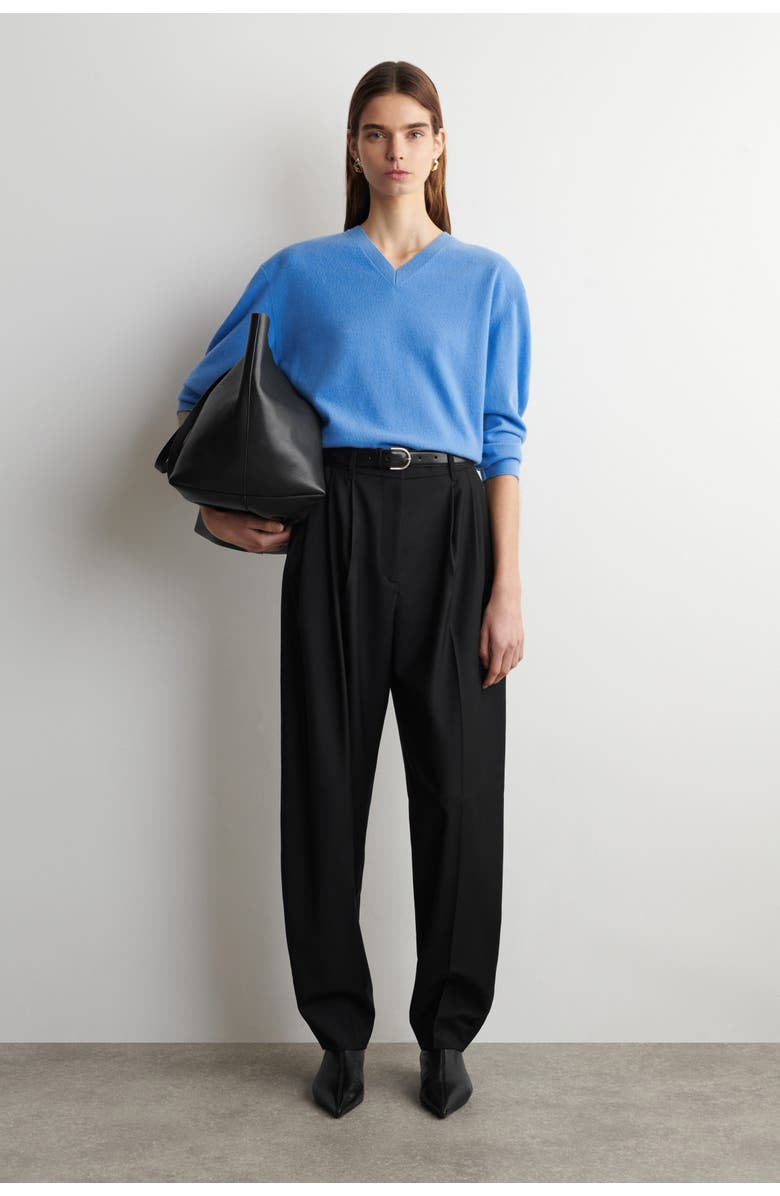 COS Merino Wool V-neck Jumper, Alternate, color, Blue