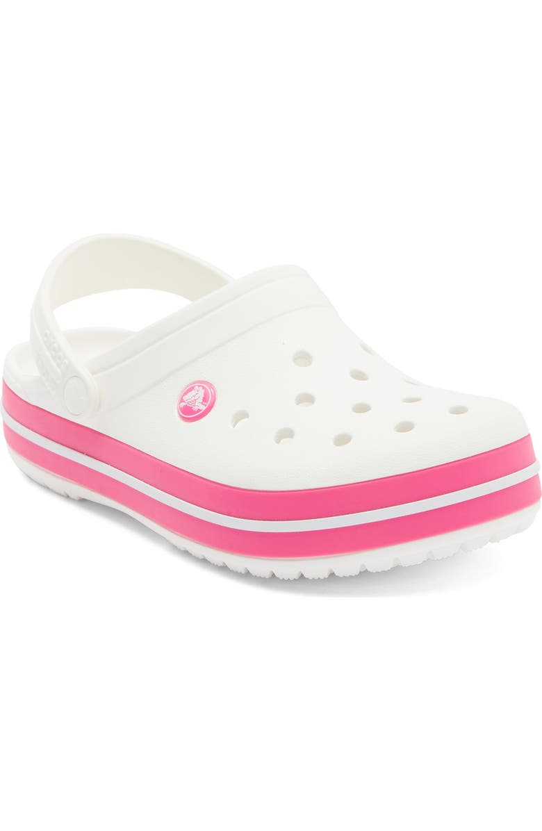 CROCS Kids' Crocband Clog, Main, color, White/ Pink Crush