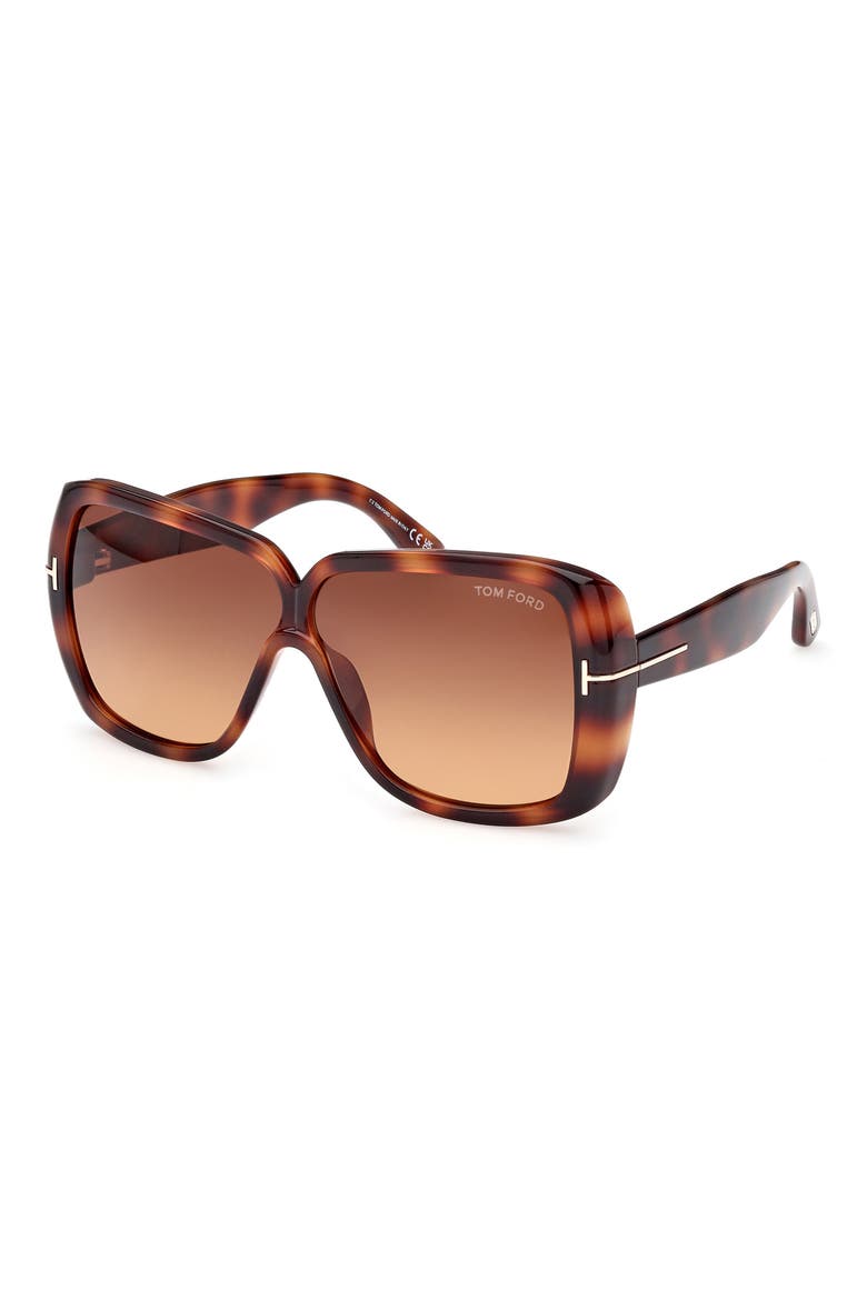 61mm Geometric Sunglasses, Alternate, color, DARK HAVANA / GRADIENT BROWN