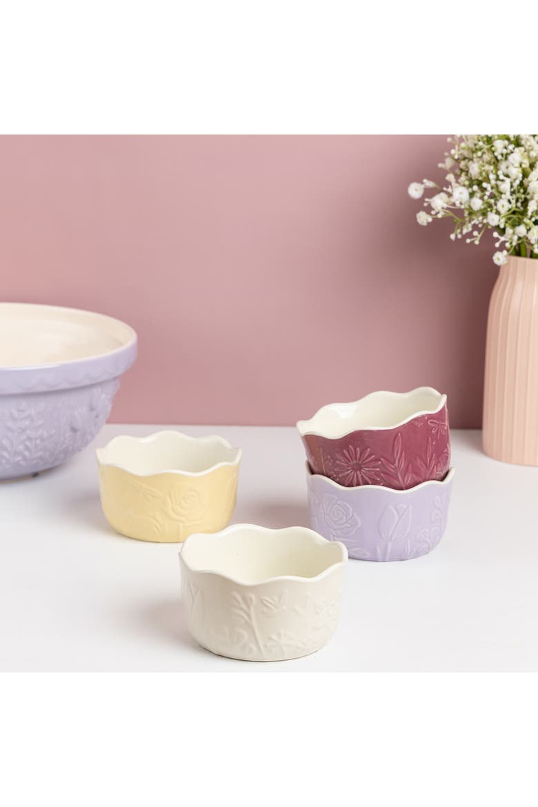 In The Meadow Ramekins with Embossed Floral Design, Set of 4, Alternate, color, Multicolor