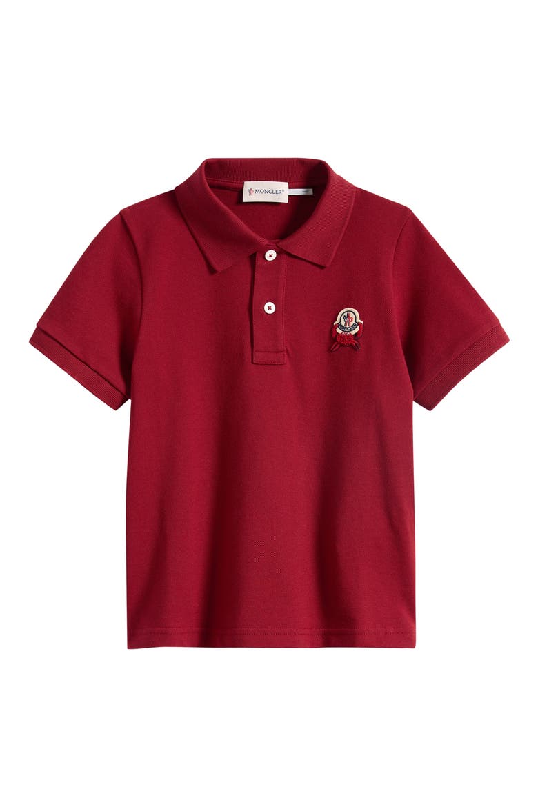 Kids' Crab Logo Patch Cotton Piqué Polo, Main, color, RED