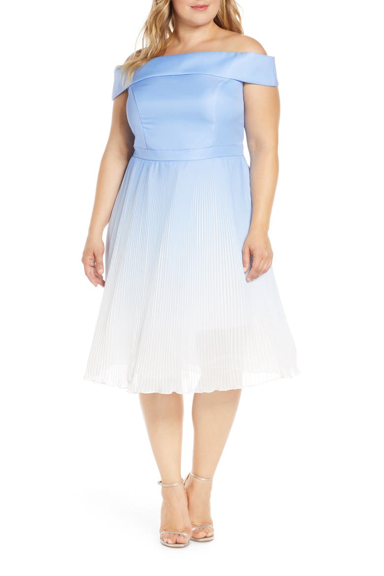 Curve Mireya Off the Shoulder Party Dress, Main, color, BLUE
