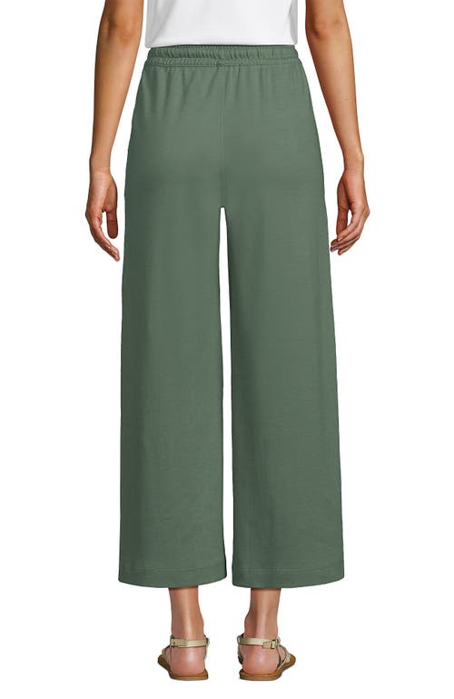 Lands' End Sport Knit Pull On Drawstring Wide Leg Crop Pants In Lily Pad Green